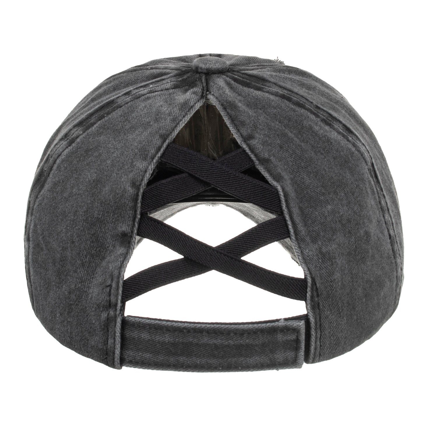 Washed Cross Elastic Band Ponytail Baseball Cap