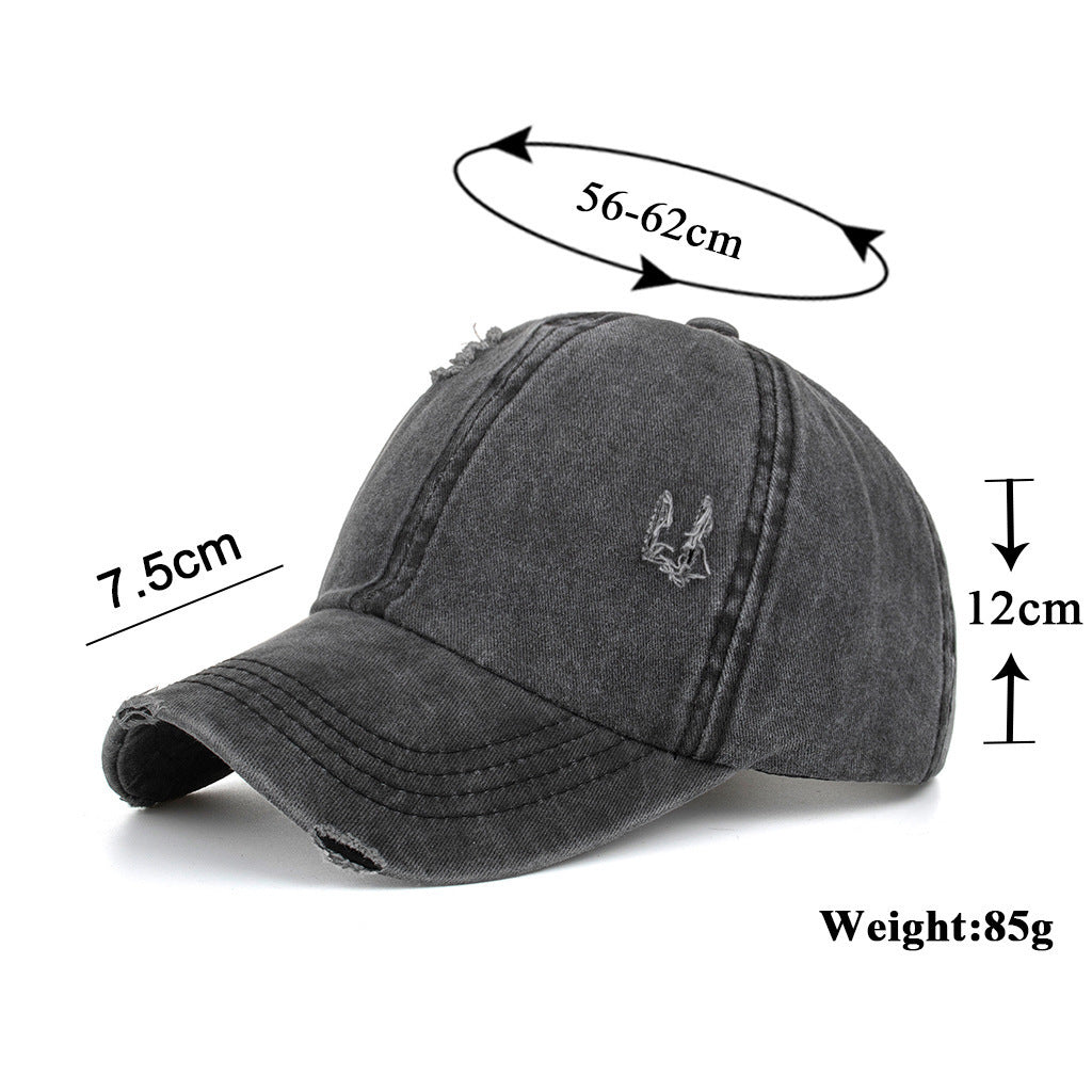 Washed Cross Elastic Band Ponytail Baseball Cap