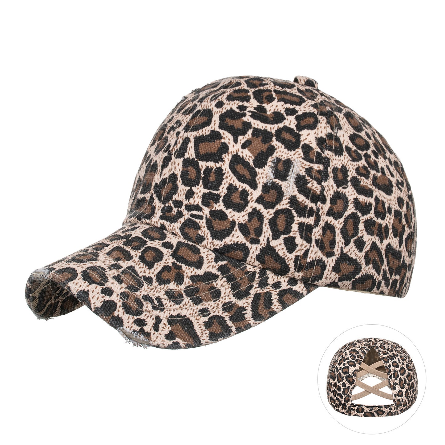 Washed Cross Elastic Band Ponytail Baseball Cap