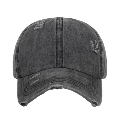 Washed Cross Elastic Band Ponytail Baseball Cap
