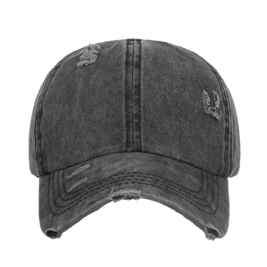 Washed Cross Elastic Band Ponytail Baseball Cap
